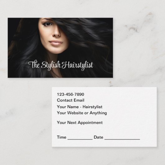 Trendy Affordable Hairstylist Appointment Cards Visitekaartje (Voorkant / Achterkant)