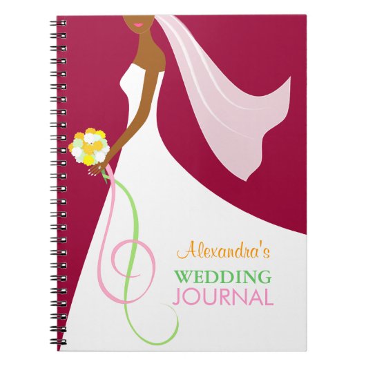 Trendy African American Bride's Wedding Journal Notitieboek (Voorkant)