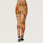 Trendy African Indian Tribal Seamless Brown Leggings (Achterkant)