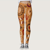 Trendy African Indian Tribal Seamless Brown Leggings (Voorkant)