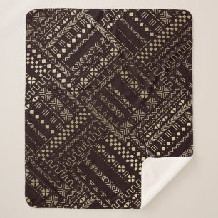 Trendy African Mud Cloth Sherpa Deken