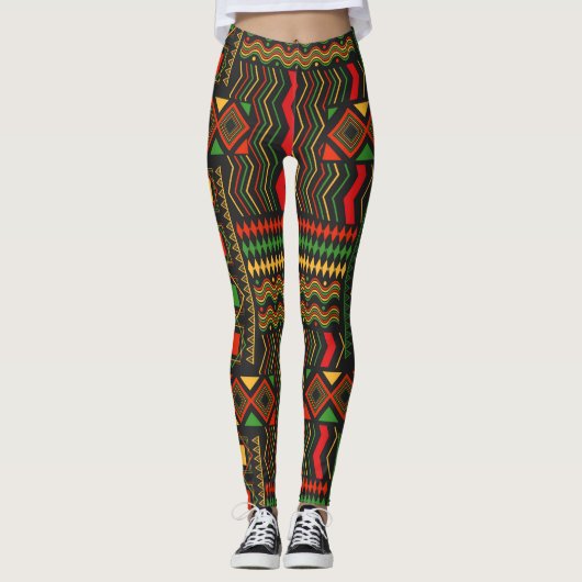 Trendy African Tribal Geo Abstract Leggings (Voorkant)
