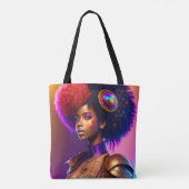 Trendy Afro Steampunk Meisje Tote Bag (Achterkant)