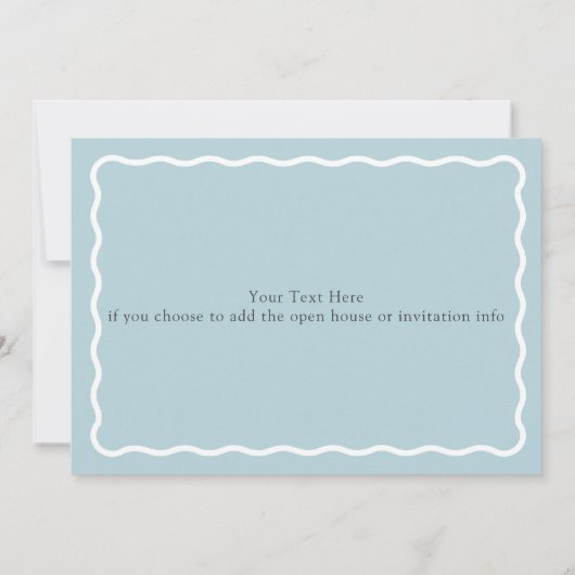 Trendy afstudeeraankondiging fotokaart golf blauwe kaart (Achterkant)