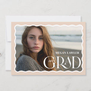 Trendy afstudeeraankondiging fotokaart golf frame kaart