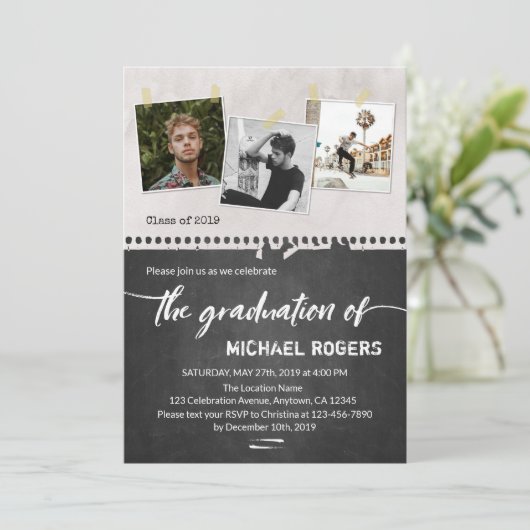 Trendy Afstudeerder aankondiging | Afstuderen Foto (Staand voorkant)