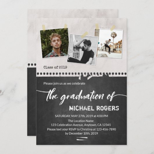 Trendy Afstudeerder aankondiging | Afstuderen Foto (Voorkant / Achterkant)