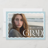 Trendy Afstudeerder Aankondiging Fotokaart Wave Bl (Voorkant)