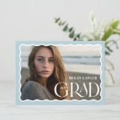 Trendy Afstudeerder Aankondiging Fotokaart Wave Bl (Staand voorkant)