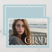 Trendy Afstudeerder Aankondiging Fotokaart Wave Bl (Voorkant / Achterkant)