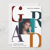 Trendy Afstudeerder Foto Afstuderen Aankondiging (Voorkant)