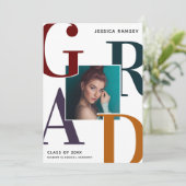 Trendy Afstudeerder Foto Afstuderen Aankondiging (Staand voorkant)