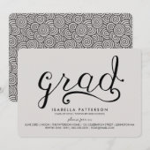 Trendy Afstudeerder Gray Afstuderen Invitation Kaart (Voorkant / Achterkant)