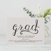 Trendy Afstudeerder Gray Afstuderen Invitation Kaart (Staand voorkant)