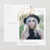 Trendy Afstudeerder kondiging/uitnodiging Golden F Briefkaart (Voorkant / Achterkant)