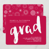 Trendy Afstudeerder White | Uitnodiging tot het ro (Voorkant / Achterkant)