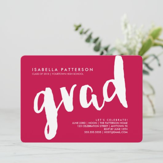 Trendy Afstudeerder White | Uitnodiging tot het ro (Staand voorkant)