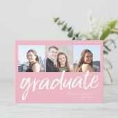 Trendy afstudeerfeest aankondiging met 6 foto's (Staand voorkant)