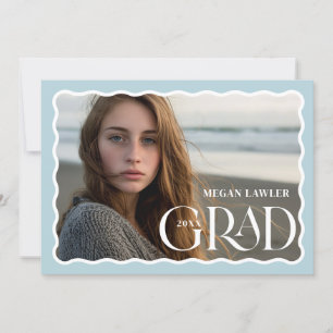 Trendy Afstudeerfoto Kaart Golfblauw