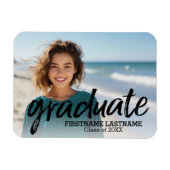 Trendy afstudeerfoto met geborstelde lettertype magneet (Horizontaal)