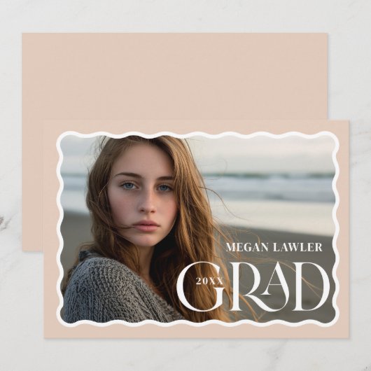 Trendy Afstudeerfoto met Golf Kader Kaart (Voorkant / Achterkant)