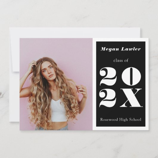 Trendy Afstudeerfoto Zwart en Wit Kaart (Voorkant)