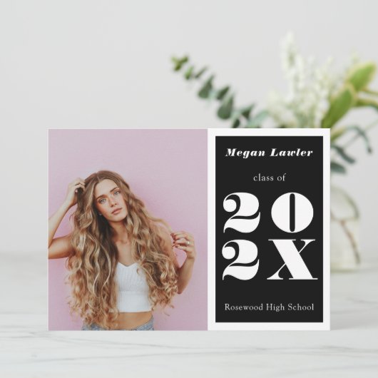 Trendy Afstudeerfoto Zwart en Wit Kaart (Staand voorkant)