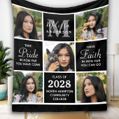 Trendy Afstuderen 5 Photo Collage Black Afstuderen Fleece Deken