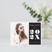 Trendy Afstuderen aankondiging foto zwart Briefkaart (Staand voorkant)