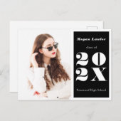 Trendy Afstuderen aankondiging foto zwart Briefkaart (Voorkant / Achterkant)
