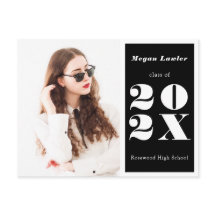 Trendy Afstuderen aankondiging foto zwart