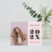 Trendy Afstuderen Aankondiging Fotokaart Blush Briefkaart (Staand voorkant)