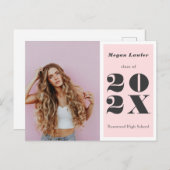 Trendy Afstuderen Aankondiging Fotokaart Blush Briefkaart (Voorkant / Achterkant)