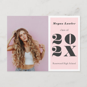 Trendy Afstuderen Aankondiging Fotokaart Blush Briefkaart