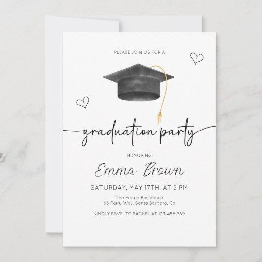 Trendy Afstuderen Aankondiging, Graduation Party Kaart (Voorkant)