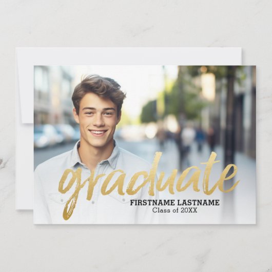 Trendy Afstuderen Aankondiging met 4 Fotogoud (Voorkant)