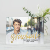 Trendy Afstuderen Aankondiging met 4 Fotogoud (Staand voorkant)