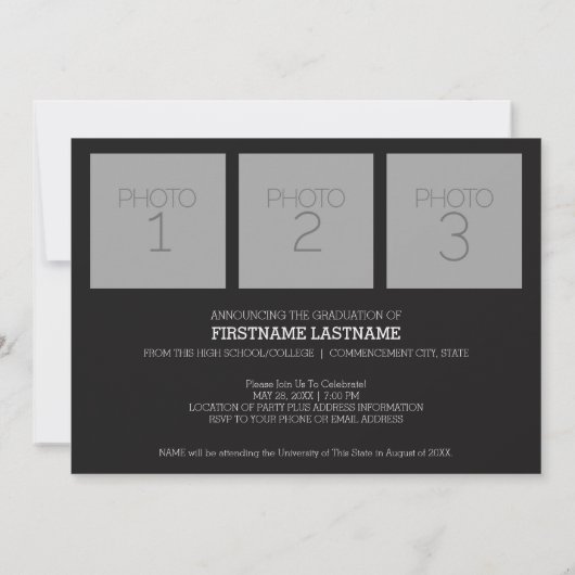 Trendy Afstuderen Aankondiging met 4 Fotogoud (Achterkant)