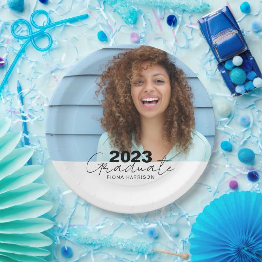 Trendy Afstuderen Celebration Foto Papieren Bordje (Feest)