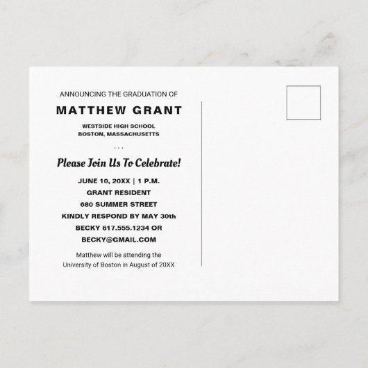 Trendy Afstuderen Celebration Party Uitnodiging Briefkaart (Achterkant)