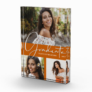 Trendy Afstuderen Collage op verbrand Sinaasappel Fotoblokken