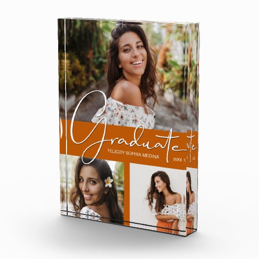 Trendy Afstuderen Collage op verbrand Sinaasappel Fotoblokken (Rechts)