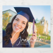 Trendy Afstuderen foto gepersonaliseerd feest Sparkling Wijnetiket (Enkel label)