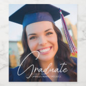 Trendy Afstuderen foto gepersonaliseerd feest Wijn Etiket (Enkel label)