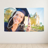 Trendy Afstuderen Foto White Text Graduparty Spandoek