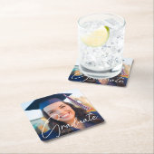 Trendy Afstuderen Foto Wit Script Party Kartonnen Onderzetters (Insitu)