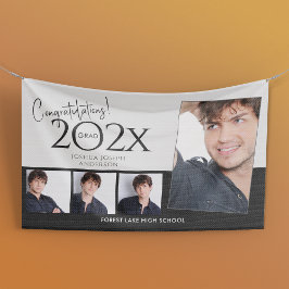 Trendy Afstuderen Fotocollage Zwart Spandoek