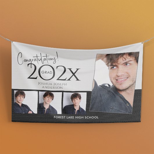 Trendy Afstuderen Fotocollage Zwart Spandoek