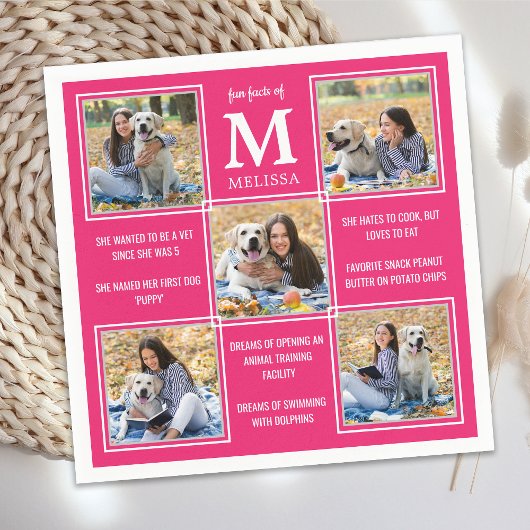 Trendy Afstuderen Fun Facts Photo Collage Napkins Servet