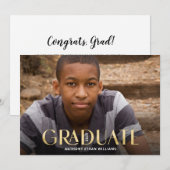 Trendy Afstuderen Gold Overlay Moderne Afstudeerde Kaart (Voorkant / Achterkant)